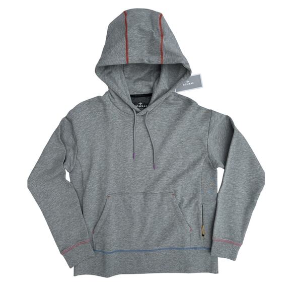 BOMBAS Hoodie Sweatshirt XS 100% Cotton Gray Colorful Contrast Stitch Athleisure - Picture 1 of 9